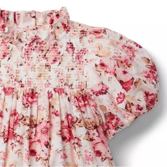 Janie and Jack Girls The Olivia Floral Smocked Short Sleeve Dress. 12-18 Months - Picture 2 of 11